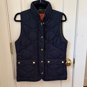 J.Crew Navy Quilted Vest Gold Snap Buttons Lightweight XS